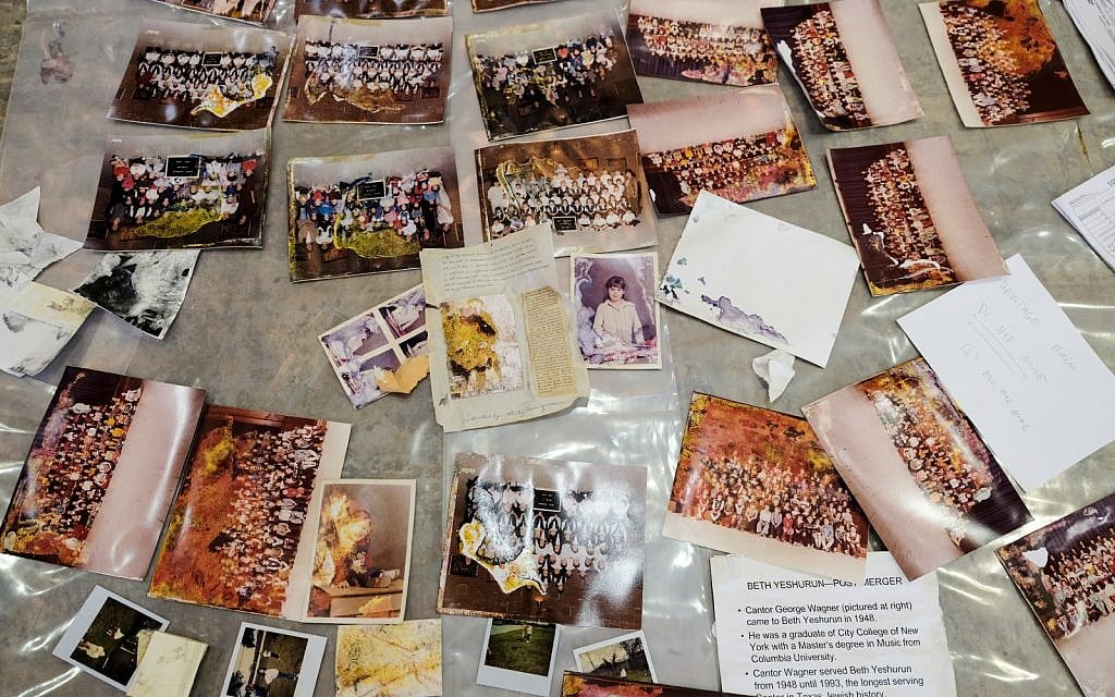 Photos laid out to dry at Congregation Beth Yeshurun (Michael C. Duke)