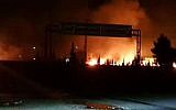 Illustrative: Explosions in Syria's el-Kisweh region, south of Damascus, on May 8, 2018. (Twitter)