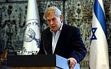 Head of the Mossad Tamir Pardo speaks during a ceremony marking 50 years since the death of Mossad agent Eli Cohen, at the President's residence on May 18, 2015. (Haim Zach/GPO)