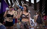 Israelis take part in the annual SlutWalk march in central Tel Aviv, on May 4, 2018 (Miriam Alster/Flash90)