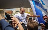 Former IDF soldier Elor Azaria, who was convicted for manslaughter for shooting dead a disarmed and injured Palestinian attacker during his army service in the West Bank city of Hebron, seen after his release from prison and return to his home town Ramla on May 8, 2018. (Hadas Parush/Flash90)