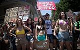 Hundreds take part in the Jerusalem SlutWalk protest on May 18 2018 (Yonatan Sindel/Flash90)
