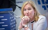 Zionist Union MK Tzipi Livni attends a faction meeting at the Knesset t on May 21, 2018. (Miriam Alster/FLASH90)