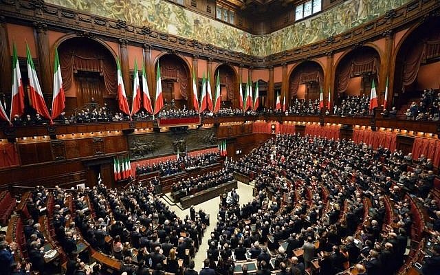 File: The Italian parliament in joint session for the election of President Sergio Mattarella, February 3, 2015. (Courtesy Presidenza della Repubblica) File: The Italian parliament in joint session for the election of President Sergio Mattarella, February 3, 2015. (Courtesy Presidenza della Repubblica)