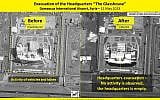 Satellite image allegedly showing damage to buildings at Damascus International Airport caused by a May 11 Israeli airstrike, released by ImageSat International, on May 13, 2018. (ImageSat International)