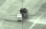 A moment before an Israeli missile destroys a Syrian SA-22 air defense system on May 10, 2018. (Israel Defense Forces)