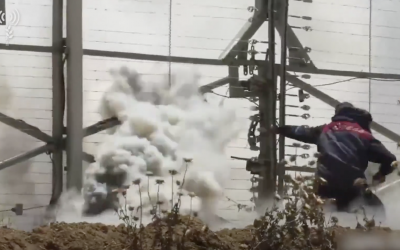 A Gazan attempts to damage a border fence in footage released by the IDF from May 14, 2018 violence at the border. (IDF)