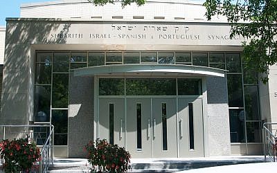 Main entrance to Shearith Israel synagogue in Montreal. (Courtesy)