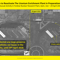 A satellite image from April 29, 2018, showing recent activity at the Fordo nuclear facility in Iran. (ImageSat International ISI)