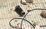 A pipe bomb hurled by Palestinian rioters at a Border Police Base in the West Bank's Etzion Bloc south of Jerusalem on May 9, 2018. (Border Police)