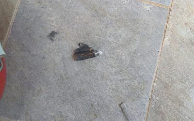 A bullet, apparently from Gaza, that struck a home in the southern Israeli town of Sderot on May 16, 2018. (Israel Defense Forces)