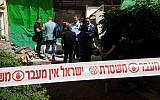 Police officers at the scene of a suspected murder-suicide in the northern city of Tiberias, May 16, 2018. (Israel Police)