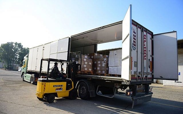The Israeli army prepares a shipment of medical supplies for the Gaza Strip on May 15, 2018. The Hamas terrorist group, which rules the coastal enclave, later refused to accept the equipment and sent it back. The Israeli army prepares a shipment of medical supplies for the Gaza Strip on May 15, 2018. The Hamas terrorist group, which rules the coastal enclave, later refused to accept the equipment and sent it back.