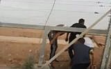 Palestinian protesters are seen infiltrating from Gaza into Israeli territory on May 4, 2018 (Facebook screen capture)