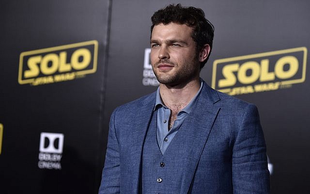 Alden Ehrenreich attends the Premiere Of Disney Pictures And Lucasfilm's "Solo: A Star Wars Story" - Arrivals on May 10, 2018 in Los Angeles, California. ( Frazer Harrison/Getty Images via JTA) Alden Ehrenreich attends the Premiere Of Disney Pictures And Lucasfilm's "Solo: A Star Wars Story" - Arrivals on May 10, 2018 in Los Angeles, California. ( Frazer Harrison/Getty Images via JTA)