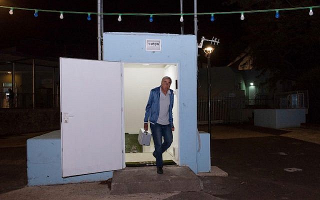 A man seen at the entrance to a bomb shelter that was opened in the Golan Heights, in northern Israel, May 8, 2018, (Basel Awidat/Flash90) A man seen at the entrance to a bomb shelter that was opened in the Golan Heights, in northern Israel, May 8, 2018, (Basel Awidat/Flash90)