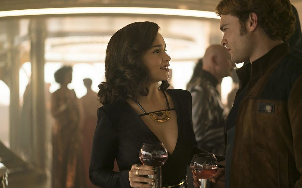 Alden Ehrenreich as Han Solo, and Emilia Clarke, in the new movie 'Solo: A Star Wars Story.' (Courtesy Lucasfilm)
