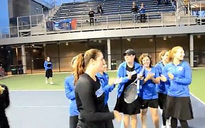 Illustrative image of Yeshiva University women's tennis team 2017. (Screen capture: YouTube)