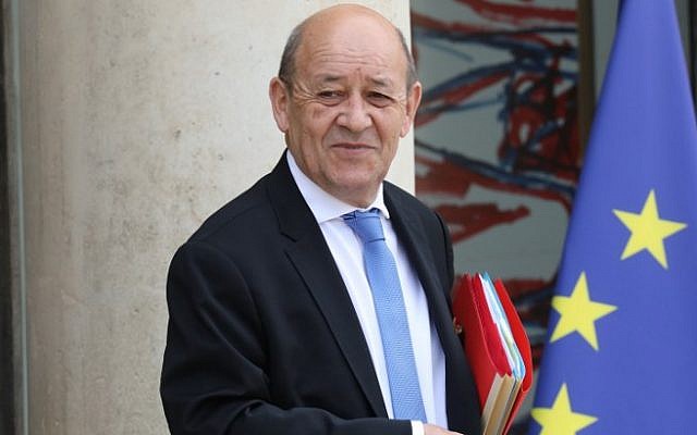 French Foreign Minister Jean-Yves Le Drian leaves the Elysee presidential palace in Paris after a weekly cabinet meeting, on May 30, 2018 (AFP Photo/Ludovic Marin) French Foreign Minister Jean-Yves Le Drian leaves the Elysee presidential palace in Paris after a weekly cabinet meeting, on May 30, 2018 (AFP Photo/Ludovic Marin)