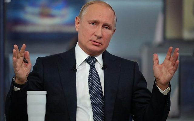 Russian President Vladimir Putin holds his annual televised phone-in with the nation in Moscow on June 7, 2018. (AFP PHOTO / SPUTNIK / Mikhail KLIMENTYEV) Russian President Vladimir Putin holds his annual televised phone-in with the nation in Moscow on June 7, 2018. (AFP PHOTO / SPUTNIK / Mikhail KLIMENTYEV)