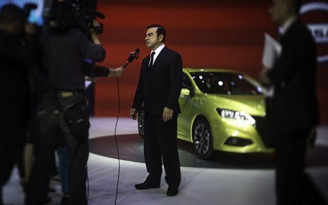 In this file photo takenon April 25, 2016, Chief Executive Officer of Renault Carlos Ghosn gives an interview at the Beijing Auto Show in Beijing. (AFP/Fred DuFour) In this file photo takenon April 25, 2016, Chief Executive Officer of Renault Carlos Ghosn gives an interview at the Beijing Auto Show in Beijing. (AFP/Fred DuFour)