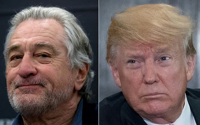 This combination of file pictures created on June 12, 2018 shows US actor Robert De Niro (L) delivering a press conference on May 16, 2018 and US President Donald Trump following a signing ceremony during the US-North Korea summit in Singapore on June 12, 2018. (Jorge Guerrero and Saul Loeb/AFP) This combination of file pictures created on June 12, 2018 shows US actor Robert De Niro (L) delivering a press conference on May 16, 2018 and US President Donald Trump following a signing ceremony during the US-North Korea summit in Singapore on June 12, 2018. (Jorge Guerrero and Saul Loeb/AFP)