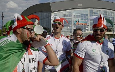 Iran's fans arrive at the Saint Petersburg Stadium before the Russia 2018 World Cup Group B football match between Morocco and Iran on June 15, 2018. ( AFP PHOTO / OLGA MALTSEVA)