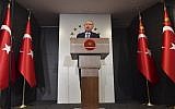 Turkish President Recep Tayyip Erdogan delivers a speech on June 24, 2018 in Istanbul. (AFP PHOTO / Bulent Kilic)