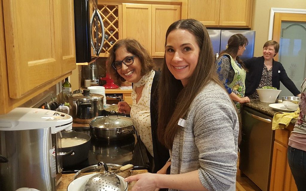 Efi Asaf, left, and Rachel Brown cooking matzah balls at a Mevashlim B’Ivrit class in Boise, Idaho. (Courtesy of Asaf/via JTA) Efi Asaf, left, and Rachel Brown cooking matzah balls at a Mevashlim B’Ivrit class in Boise, Idaho. (Courtesy of Asaf/via JTA)