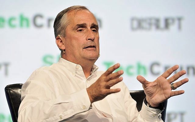 Then-Intel CEO Brian Krzanich speaks onstage during the TechCrunch Disrupt SF 2017 conference at Pier 48 in San Francisco on September 18, 2017. (Flickr/CC BY/Steve Jennings/Getty Images for TechCrunch) Then-Intel CEO Brian Krzanich speaks onstage during the TechCrunch Disrupt SF 2017 conference at Pier 48 in San Francisco on September 18, 2017. (Flickr/CC BY/Steve Jennings/Getty Images for TechCrunch)
