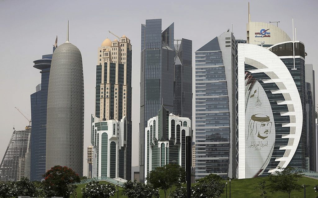 In this May 5, 2018 photo, a giant image of the Emir of Qatar Sheikh Tamim bin Hamad Al Thani, adorns a tower in Doha, Qatar. (AP Photo/Kamran Jebreili) In this May 5, 2018 photo, a giant image of the Emir of Qatar Sheikh Tamim bin Hamad Al Thani, adorns a tower in Doha, Qatar. (AP Photo/Kamran Jebreili)