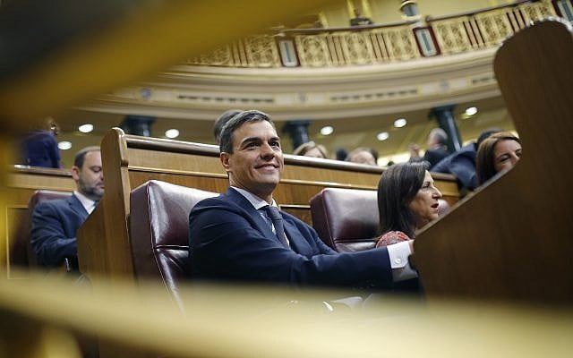 Spain's socialist opposition leader Pedro Sanchez sits at the start of the second day of a motion of no-confidence session at the Spanish parliament in Madrid on June 1, 2018. (AP Photo/Francisco Seco) Spain's socialist opposition leader Pedro Sanchez sits at the start of the second day of a motion of no-confidence session at the Spanish parliament in Madrid on June 1, 2018. (AP Photo/Francisco Seco)