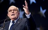 Rudy Giuliani, an attorney for US President Donald Trump, speaks at the Iran Freedom Convention for Human Rights and Democracy in Washington, DC, on May 5, 2018. (AP Photo/ Andrew Harnik)