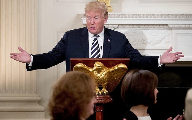 US President Donald Trump speaks at an iftar dinner, which breaks a daylong fast, celebrating Islam's holy month of Ramadan, in the State Dining Room of the White House, June 6, 2018, in Washington. (AP Photo/Andrew Harnik) US President Donald Trump speaks at an iftar dinner, which breaks a daylong fast, celebrating Islam's holy month of Ramadan, in the State Dining Room of the White House, June 6, 2018, in Washington. (AP Photo/Andrew Harnik)