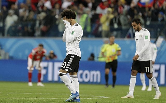 Egypt's Mohamed Salah walks off the pitch after the group A match between Russia and Egypt at the 2018 soccer World Cup in the St. Petersburg stadium in St. Petersburg, Russia, on June 19, 2018. (AP Photo/Gregorio Borgia) Egypt's Mohamed Salah walks off the pitch after the group A match between Russia and Egypt at the 2018 soccer World Cup in the St. Petersburg stadium in St. Petersburg, Russia, on June 19, 2018. (AP Photo/Gregorio Borgia)