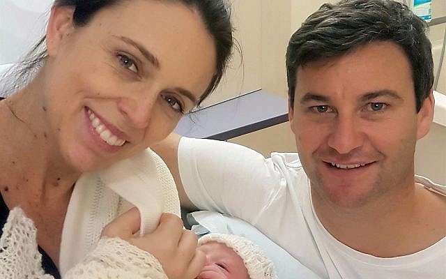 In this photo released by the Office of the Prime Minister of New Zealand, Prime Minster Jacinda Ardern and her partner Clarke Gayford pose with their newborn daughter at the Auckland City Hospital, Thursday, June 21, 2018, in Auckland, New Zealand. (Office of the Prime Minister of New Zealand via AP) In this photo released by the Office of the Prime Minister of New Zealand, Prime Minster Jacinda Ardern and her partner Clarke Gayford pose with their newborn daughter at the Auckland City Hospital, Thursday, June 21, 2018, in Auckland, New Zealand. (Office of the Prime Minister of New Zealand via AP)