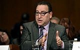 Kenneth Marcus, at the time nominated to be Assistant Secretary for Civil Rights at the Department of Education, speaks during a Senate Health, Education, Labor and Pensions Committee hearing on Capitol Hill in Washington, December 5, 2017. (AP Photo/Susan Walsh)