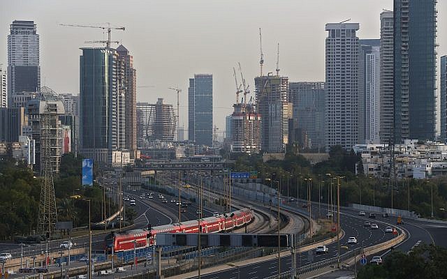 Skyscrapers line the skyline of Tel Aviv, April 18, 2018. (AP Photo/Oded Balilty)