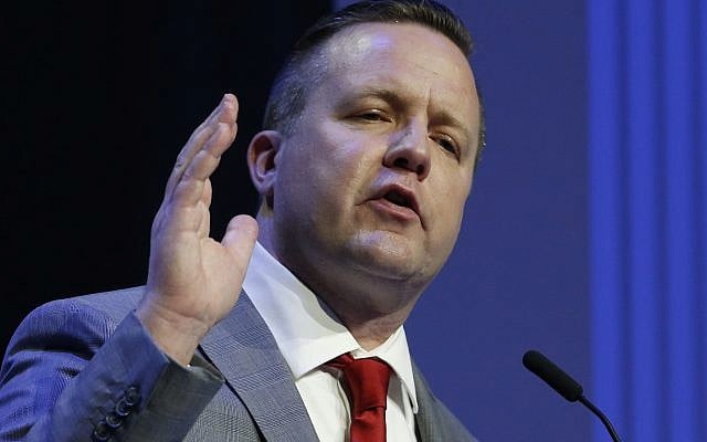 Republican primary senatorial candidate Corey Stewart gestures during a debate with E. W. Jackson and Del. Nick Freitas at Liberty University in Lynchburg, Virginia, April 19, 2018. (AP Photo/Steve Helber) Republican primary senatorial candidate Corey Stewart gestures during a debate with E. W. Jackson and Del. Nick Freitas at Liberty University in Lynchburg, Virginia, April 19, 2018. (AP Photo/Steve Helber)