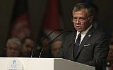 Jordan's King Abdullah II speaks in Istanbul, Turkey, May 18, 2018 (Turkey Presidential Press Service/Pool via AP)