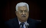 Palestinian Authority President Mahmoud Abbas chairs the Fatah Central Committee meeting at the Palestinian Authority headquarters, in the West Bank city of Ramallah, May 29, 2018. (Majdi Mohammed/ AP)
