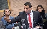 Zionist Union MK Yoel Hasson attends a Knesset committee meeting on November 30, 2017. (Miriam Alster/Flash90)