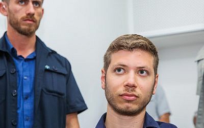 Yair Netanyahu, son of Prime Minister Benjamin Netanyahu seen in the Tel Aviv Magistrate's Court, on June 5, 2018. (Flash90)