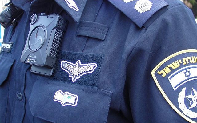 Illustrative image of a police officer wearing a body cam. (Israel Police)