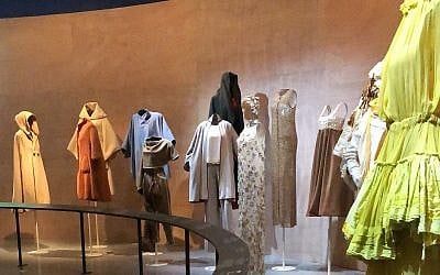 The inverted runway of 'Fashion Statement; Decoding Israeli Dress' exhibit at the Israel Museum, which opened June 13, 2018 (Jessica Steinberg/Times of Israel)