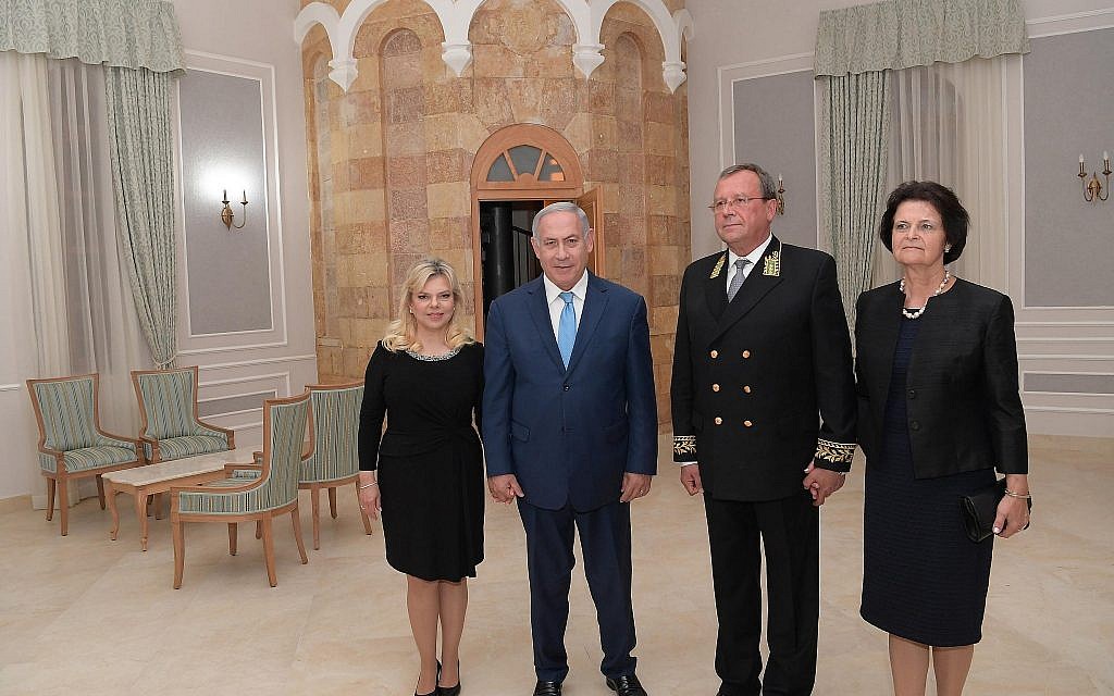 Russian Ambassador Anatoly Viktorov and his wife host Prime Minister Benjamin Netanyahu and his wife Sara at a reception marking Russia Day in Jerusalem, June 14, 2018 (Amos Ben-Gershom/GPO) Russian Ambassador Anatoly Viktorov and his wife host Prime Minister Benjamin Netanyahu and his wife Sara at a reception marking Russia Day in Jerusalem, June 14, 2018 (Amos Ben-Gershom/GPO)