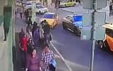 A taxi is seen crashing into a group of pedestrians in Moscow on June 16, 2018. (Screen capture: YouTube)