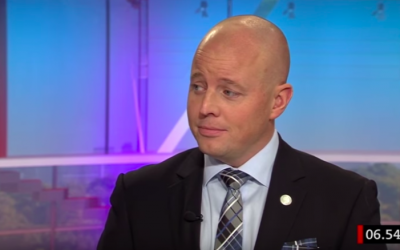 Bjorn Soder, who represents the Sweden Democrats party in parliament, speaks in a TV interview on December 16, 2014. (screen capture: YouTube)
