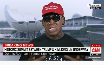 Dennis Rodman breaks down in tears live on television on June 12, 2018  as he recounted the hostility he faced for meeting dictator Kim Jong Un. (Screenshot/CNN)