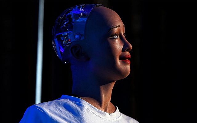 Hanson Robotics' robot Sophia, a lifelike robot powered by artificial intelligence, is displayed in Kathmandu, Nepal, Wednesday, March 21, 2018. (AP Photo/Niranjan Shrestha) Hanson Robotics' robot Sophia, a lifelike robot powered by artificial intelligence, is displayed in Kathmandu, Nepal, Wednesday, March 21, 2018. (AP Photo/Niranjan Shrestha)